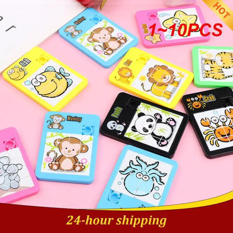 Animal Number Slide Puzzles - Educational Jigsaw Toy for Kids (1-10 Pieces)