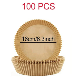 100-Pack Disposable Air Fryer Liners, Nonstick, Greaseproof, Easy Clean, Round Baking Paper
