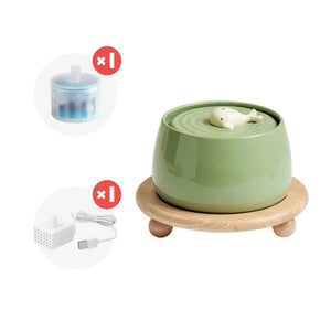 1.3L Ceramic Pet Water Fountain USB Rechargeable Auto Filter for Cats & Dogs