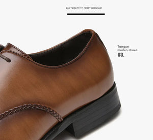 Men's 2025 Leather Dress Shoes, Breathable Classic Formal Oxfords for Office & Weddings
