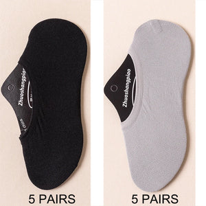 10 Pairs Men's Invisible Non-Slip Silicone Liner Socks, Breathable Thin Nylon No Show Loafers for Summer