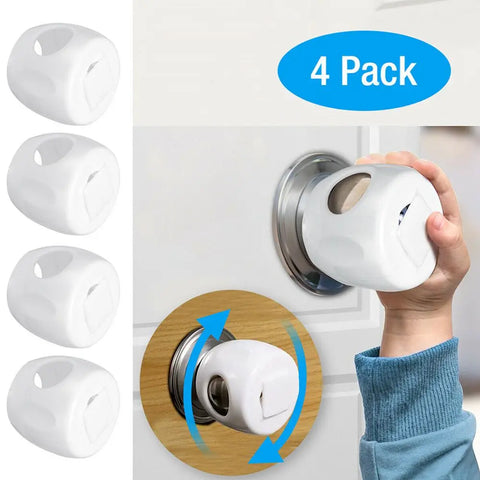 Child Safety Door Knob Covers - Ball Shape Handle Sleeves (4 Pack) for Baby Proofing Home