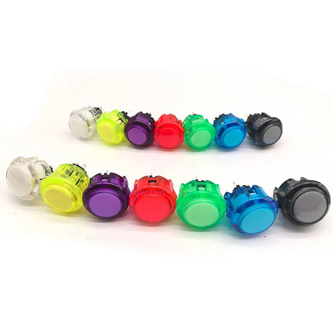 10x Clear Push Button Set 24mm 30mm for Arcade Game Console Sanwa Style - Multicade, Hitbox, Neo Geo, PC Controller