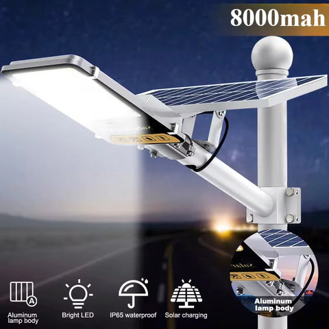 8000mAh Solar Street Light - Waterproof LED Outdoor Lamp for Garden, Garage, Terrace, Wall