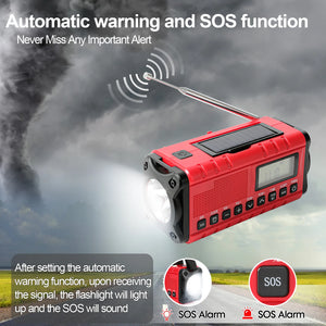10,000mAh Solar Hand Crank Emergency Radio AM/FM/NOAA, LED Flashlight, SOS Alarm, Power Bank, Portable for Outdoor, Dropshipping
