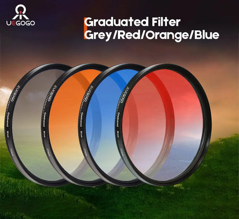 Camera Lens Gradient GND Filter 55-82mm Red Orange Blue Grey for Canon Nikon Sony M50 A6000 D5100 D5600