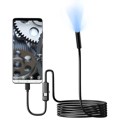 7mm Type-C Endoscope Camera IP67 Waterproof USB Android Borescope, 6 LED Adjustable Flexible Inspection for Phone PC