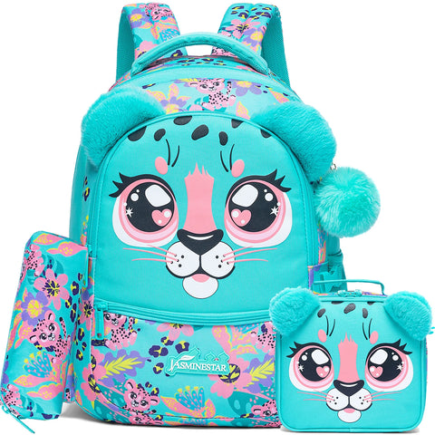 Cute Animal Kids Backpack Set with Lunch Box & Pencil Case for School, Travel, Elementary & Preschool Students