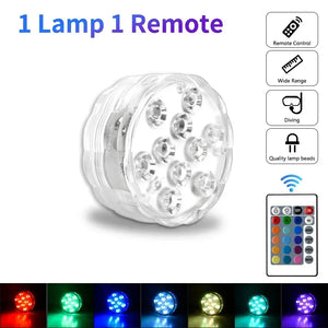 10 LED RGB Underwater Lights with Magnetic Cups, 16 Colors for Fish Tank, Pool Lighting, Aquarium, and Plant Growth