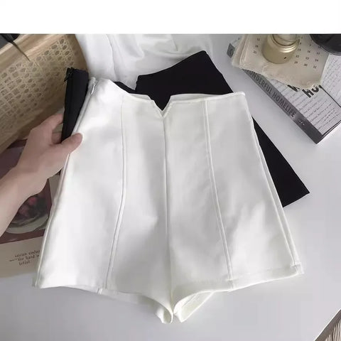2023 Summer High-Waisted White Slimming Anti-Exposure Shorts for Petite Women