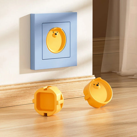 Baby Safety Socket Covers 5-Pack Cartoon Design Electric Shock Prevention Dust Protection