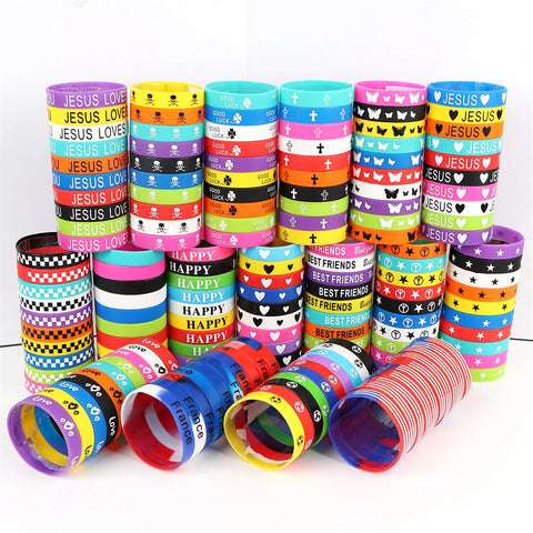 10pcs Multicolor Glow Heart Silicone Bracelets Women Flower Sport Style Rubber Wristbands Jewelry