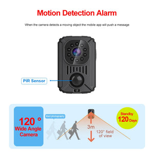 1080p Mini Body Camera with Night Vision, Portable Video Recorder, Worn Police Cam, Small DV Camcorder, 90-Day Standby