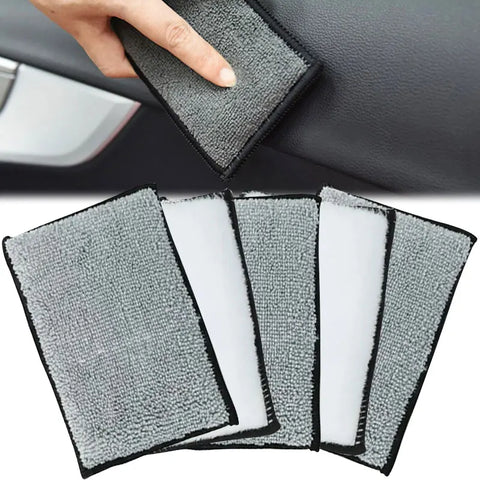 Car Cleaning Microfiber Sponge Set: Interior Scrubbing Towel for Plastic & Leather Wax - 1/2/5pcs