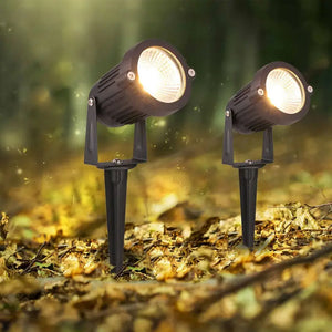 10-Pack LED Garden Lawn Lights Waterproof AC/DC Outdoor Spike Path Spotlights IP65 - 220V/110V/12-24V, 7W/5W
