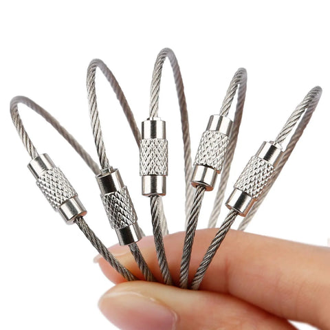 10pcs 15cm EDC Camping Tools Kit: Multi Keychain 304 Stainless Steel Wire Rope Keyring Outdoor Tactical Equipment
