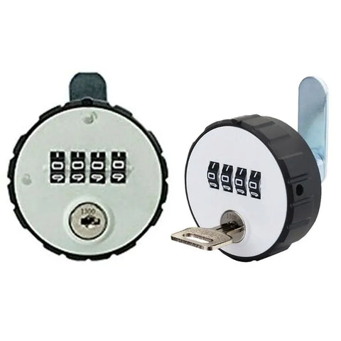4-Digit Round Padlock Combo Cabinet Lock, Key Reset Security