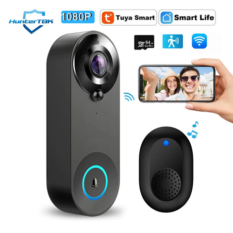 1080p Wireless Video Doorbell Camera, WiFi Smart Home Security, Motion Detect, Night Vision, Tuya Intercom