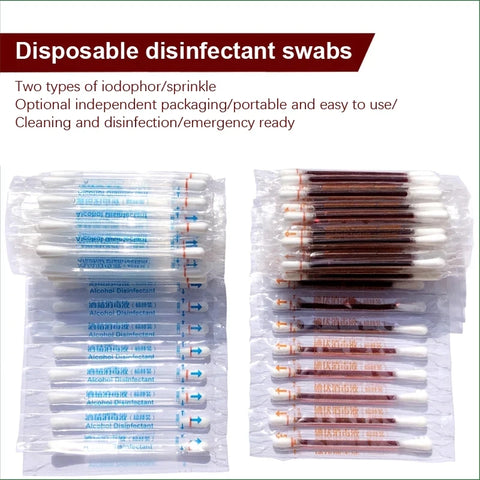 Bulk Pack Disposable Medical Alcohol Cotton Swabs - Iodine Disinfected, First Aid for Adults & Babies (50-500pcs)