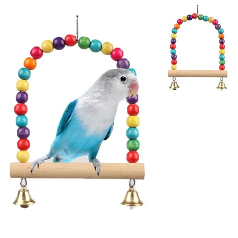 Bird Swing Toy - Wooden Parrot Perch, Pet Supplies, Bird Accessories (Small/Large)