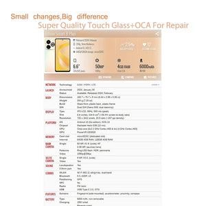 10 Pack Infinix Smart 9/8/7/6/5/4 Pro Touch Screen Glass Lens LCD with OCA 2021