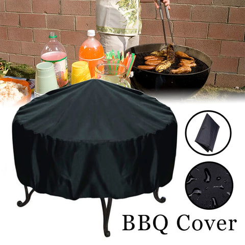 Black Round Waterproof Fire Pit & Grill Cover - Anti-UV, Dustproof Patio BBQ Essentials