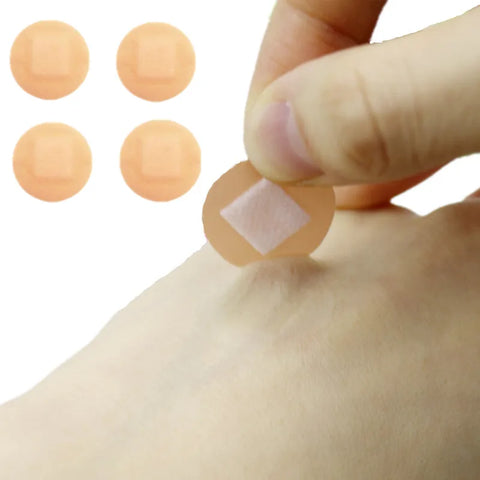 100pcs Waterproof Round Bandages Skin Tone Adhesive Wound Dressing Plasters