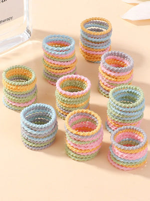 100pcs 2cm Colorful Hair-Safe Elastic Rubber Bands for Toddlers Baby Scrunchies Set