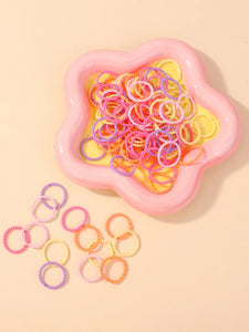 100pcs 2cm Colorful Hair-Safe Elastic Rubber Bands for Toddlers Baby Scrunchies Set