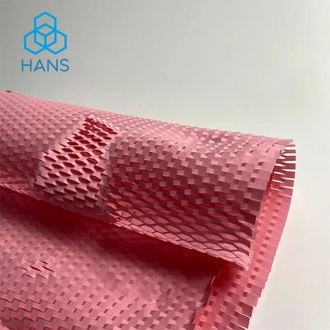 Eco-Friendly Pink Honeycomb Kraft Cushioning Wrap Roll - Recycled Packaging Alternative to Bubble Wrap
