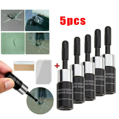 5pcs Car Windshield Nano Repair Kit - Auto Glass Crack & Scratch Filler Resin Tool