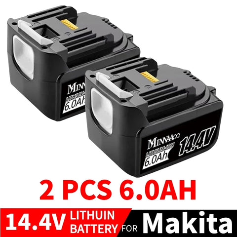 14.4V 6Ah Li-ion Battery Compatible with Makita 14V Power Tools BL1460 BL1430 1415 194066-1 Rechargeable Replacement