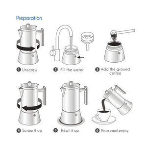 Italian Moka Espresso Maker Stainless Steel Coffee Pot for Gas or Induction Stove, Cuban Style Mocha Kettle