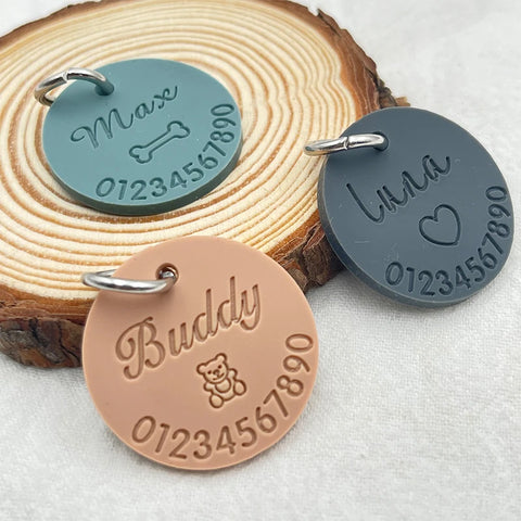 6 Color Silicone Custom Dog ID Tag - Engraved Pet Name, Phone Number, Anti-Lost Puppy Collar Accessories