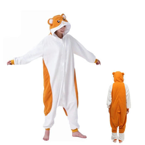 Hamster Anime Onesie Pajamas Men Women Xmas Fleece Jumpsuit Raccoon Kigurumi XXL Zipper Cartoon Sleepwear