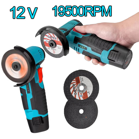 12V Cordless Mini Angle Grinder Brush Cutter, Polisher with Saw Blade, Portable Small Cutting Tool for Home DIY Projects