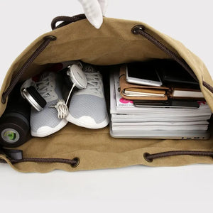 100L Canvas Backpack for Travel & Hiking - Men's Large Capacity Pack with Blanket Storage
