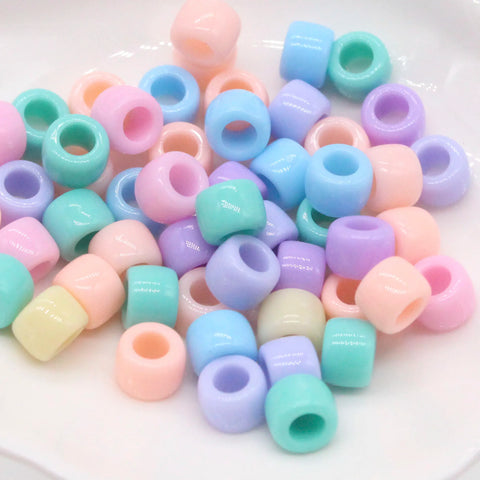 100pcs 6x9mm Colorful Pony Beads for DIY Bracelets, Necklaces, Crafts, Hair Jewelry Making
