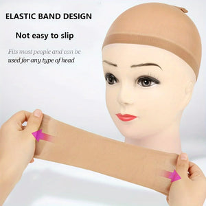 "2/6/10pcs Elastic Nylon Wig Cap, Breathable & Invisible, Perfect for Lace Front Wigs"