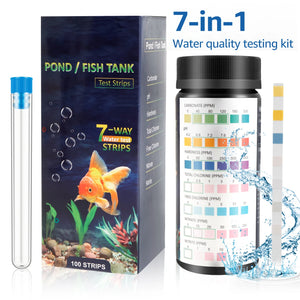 100pcs Aquarium Water Test Strips 7-in-1 Freshwater Saltwater PH Kit