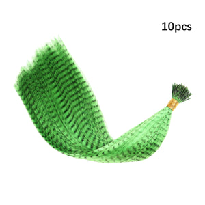 10 Pcs Colored Feather Hair Extensions I Tip Synthetic Zebra Strands Hairpiece