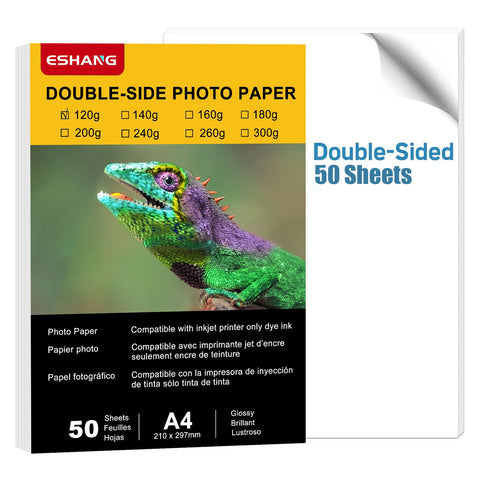 50 Sheets High Gloss Double-Sided Photo Paper 8.3x11.7" 120gsm for Inkjet Printers