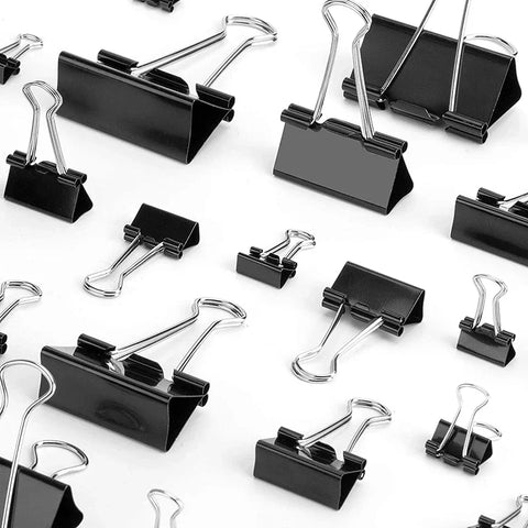 10pc Black Binder Clips Set - Metal Paper & Document Clamps for Office & School Binding Supplies