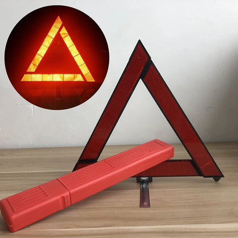 Car Emergency Breakdown Foldable Warning Triangle Red Reflective Safety Hazard Tripod Sign