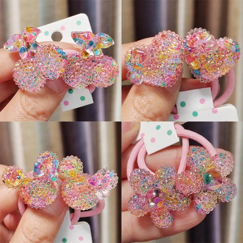2pcs Cute Cartoon Sequin Cherry Elastic Hair Bands Hair Ties Baby Hair Accessories