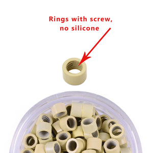 1000pcs 4mm Hair Extension Micro Rings Beads Links with Screws & Thread, 7 Color Options, Aluminum