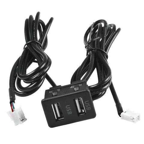 Car Dash Mount Dual USB Port Panel Extension 145cm Cable Adapter for 4-6 Pin Multimedia Head Unit