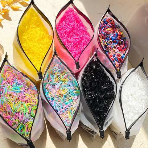 Colorful Disposable Rubber Band Hair Ties Headband Ponytail Holders - 500/1000/2000pcs Kids Hair Accessories
