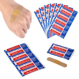 100 Pack Waterproof Nonwoven Adhesive Bandages First Aid Strips Patch Plaster