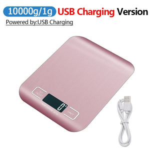 10kg Digital Kitchen Scale, Rechargeable, Stainless Steel, Precision for Cooking & Jewelry Weighing